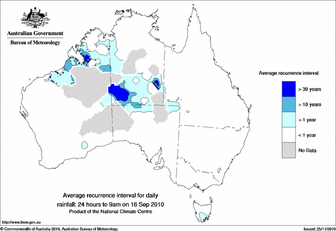 Australian daily rainfall average recurrence interval maps