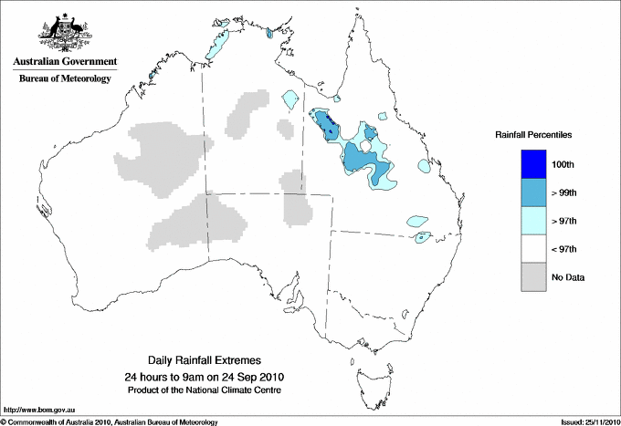 Australian daily rainfall extreme area maps