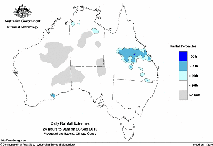 Australian daily rainfall extreme area maps