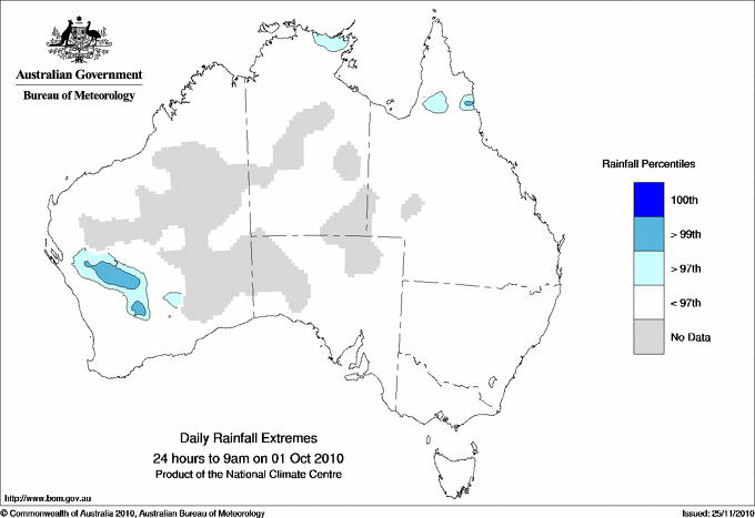 Australian daily rainfall extreme area maps