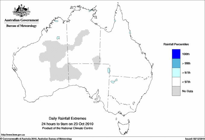 Australian daily rainfall extreme area maps