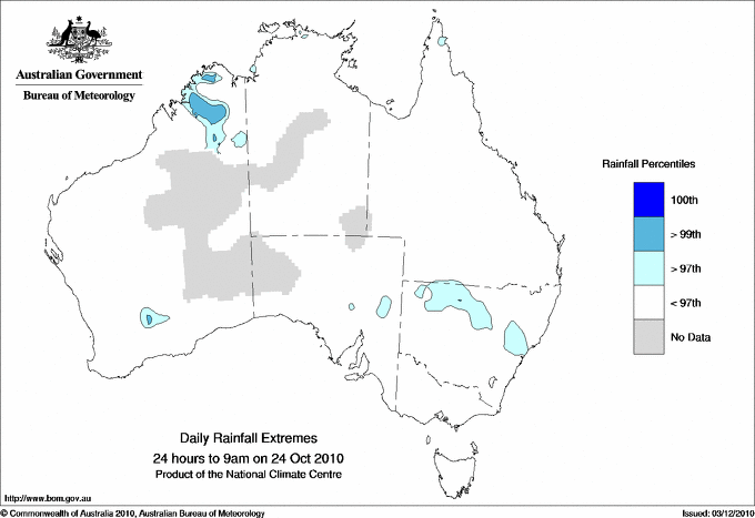 Australian daily rainfall extreme area maps