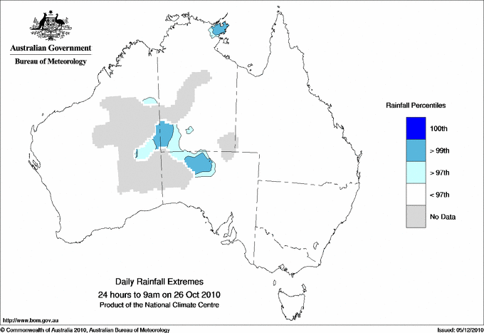 Australian daily rainfall extreme area maps