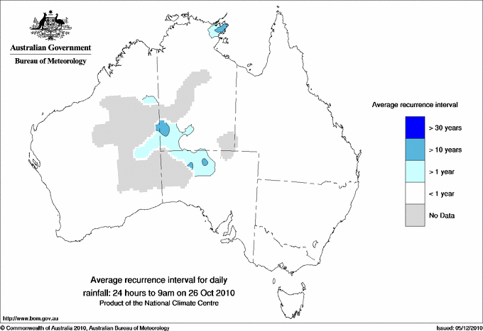 Australian daily rainfall average recurrence interval maps