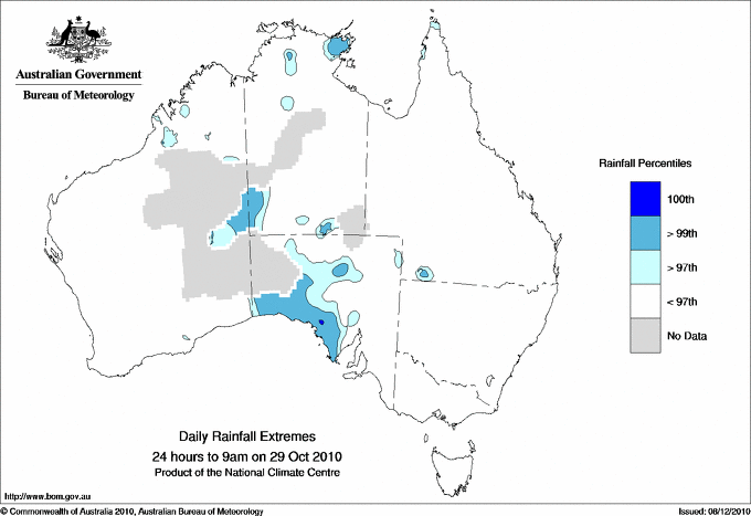 Australian daily rainfall extreme area maps