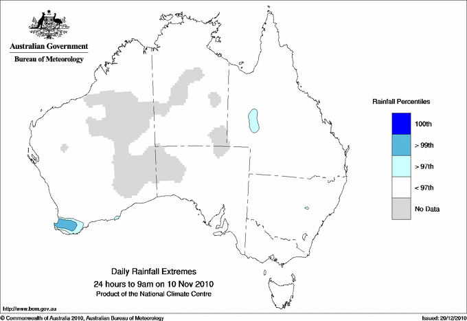 Australian daily rainfall extreme area maps