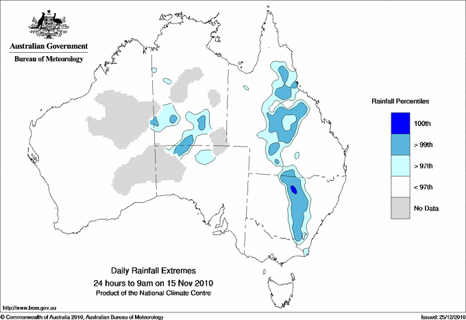 Australian daily rainfall extreme area maps