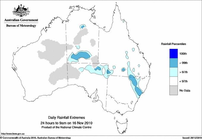 Australian daily rainfall extreme area maps