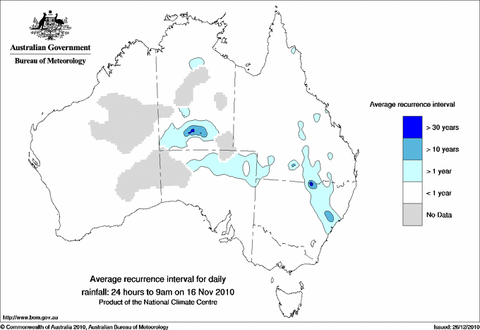 Australian daily rainfall average recurrence interval maps