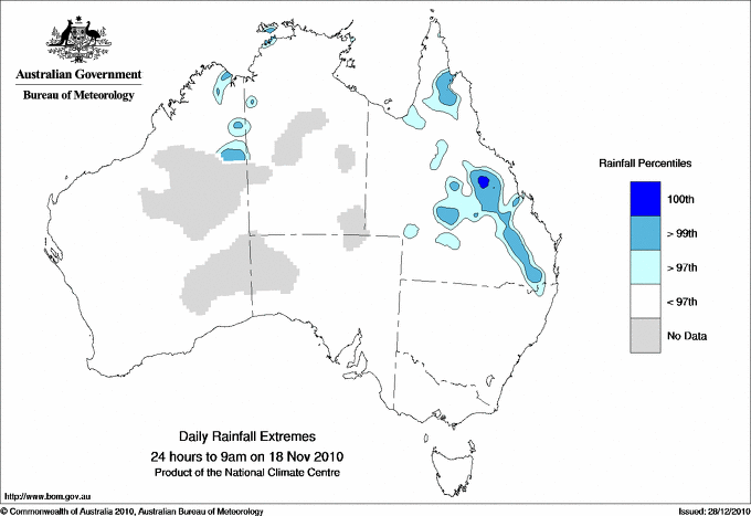 Australian daily rainfall extreme area maps