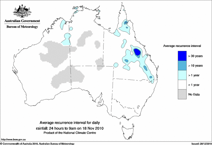 Australian daily rainfall average recurrence interval maps