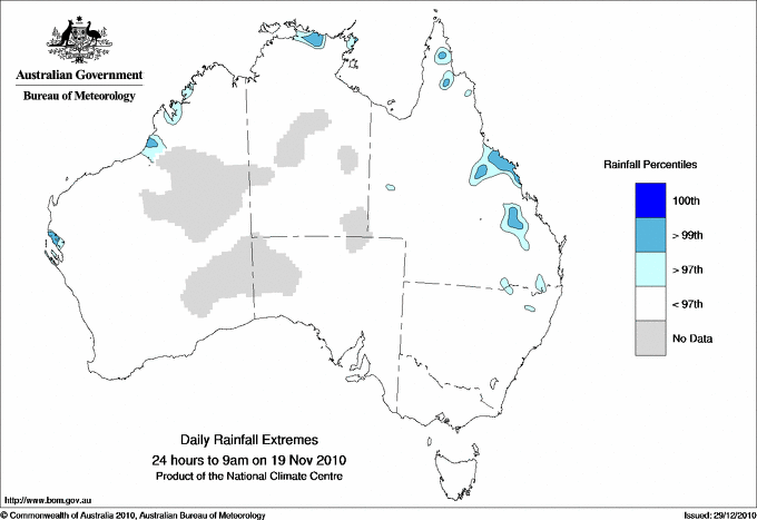 Australian daily rainfall extreme area maps