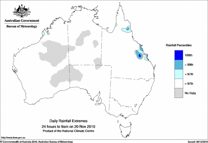 Australian daily rainfall extreme area maps