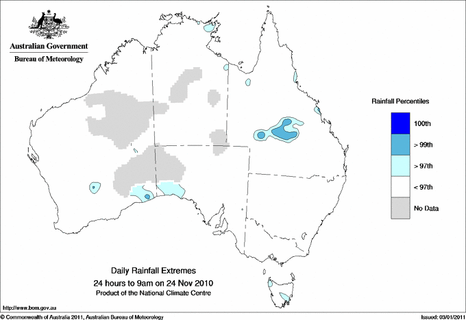 Australian daily rainfall extreme area maps