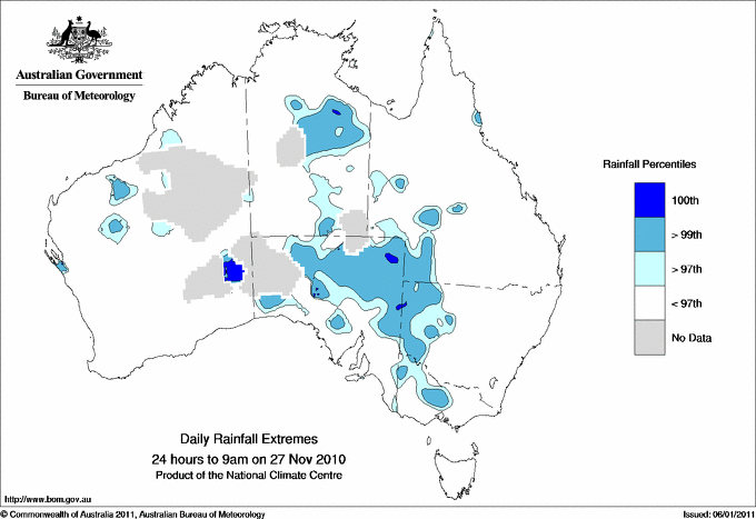 Australian daily rainfall extreme area maps