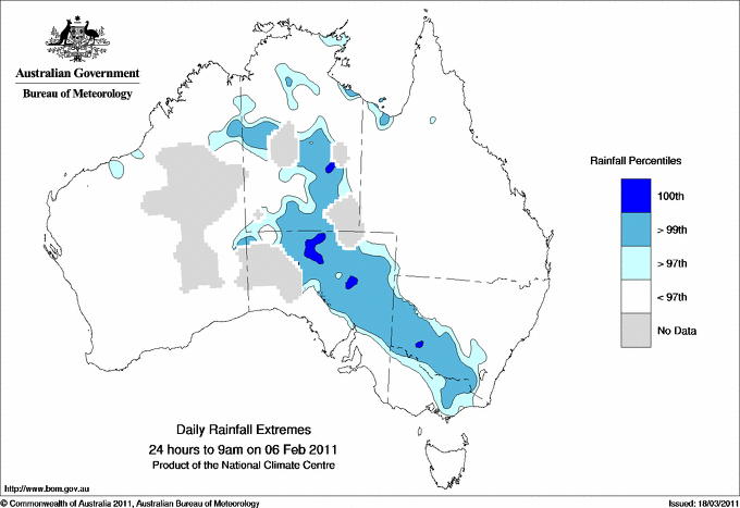 Australian daily rainfall extreme area maps