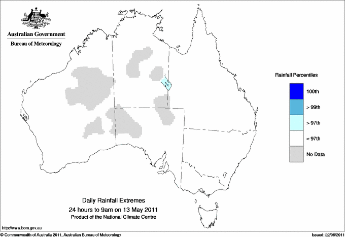 Australian daily rainfall extreme area maps