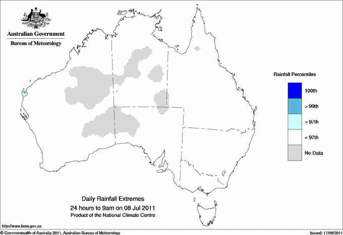Australian daily rainfall extreme area maps