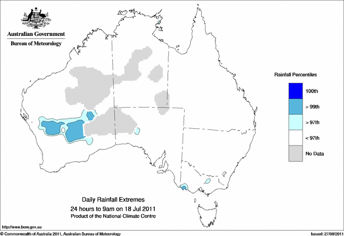 Australian daily rainfall extreme area maps