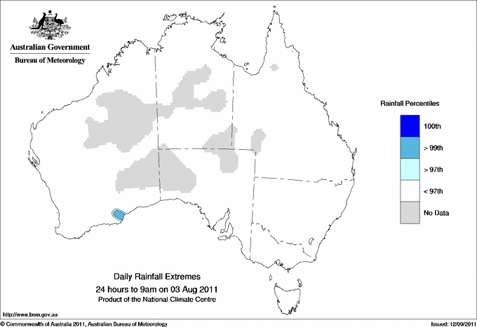 Australian daily rainfall extreme area maps