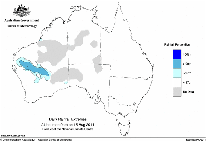 Australian daily rainfall extreme area maps
