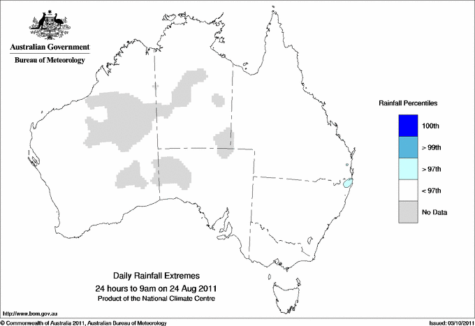 Australian daily rainfall extreme area maps