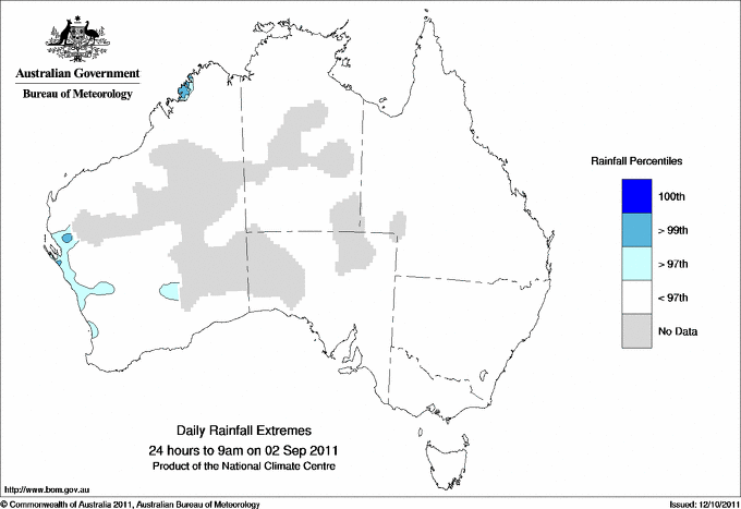 Australian daily rainfall extreme area maps