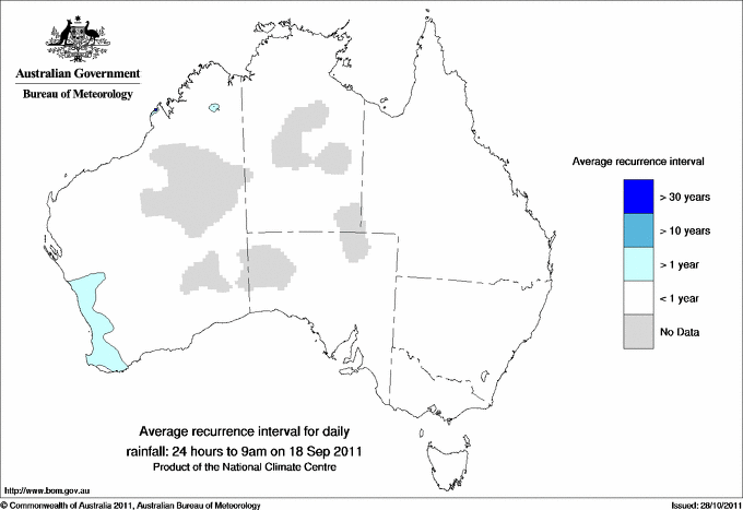 Australian daily rainfall average recurrence interval maps