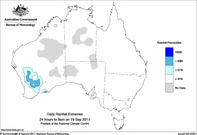 Australian daily rainfall extreme area maps