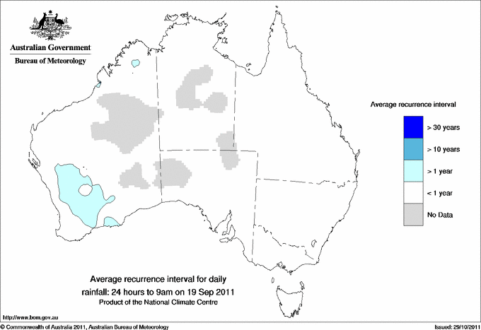 Australian daily rainfall average recurrence interval maps