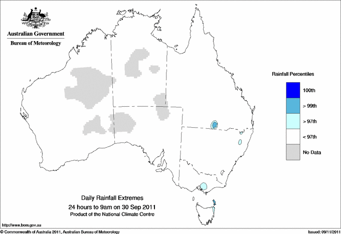 Australian daily rainfall extreme area maps