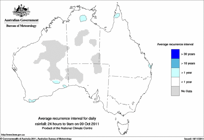 Australian daily rainfall average recurrence interval maps