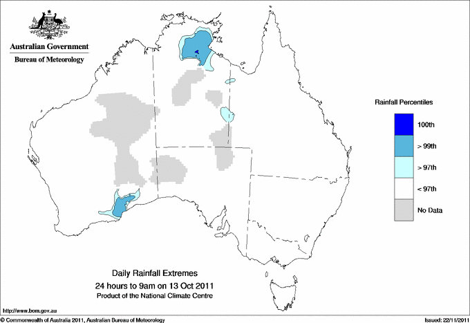Australian daily rainfall extreme area maps