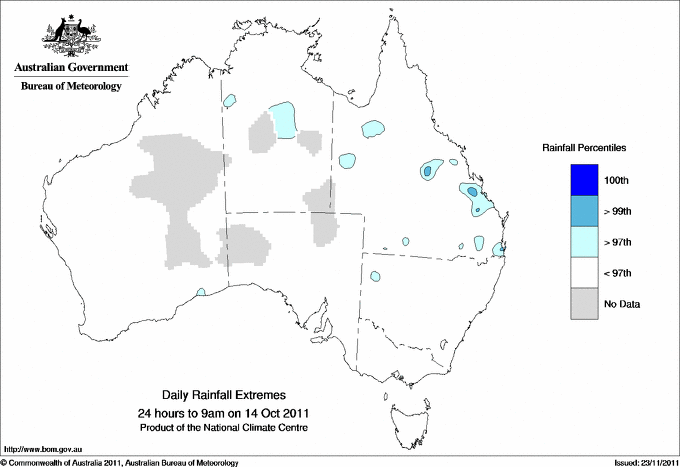 Australian daily rainfall extreme area maps