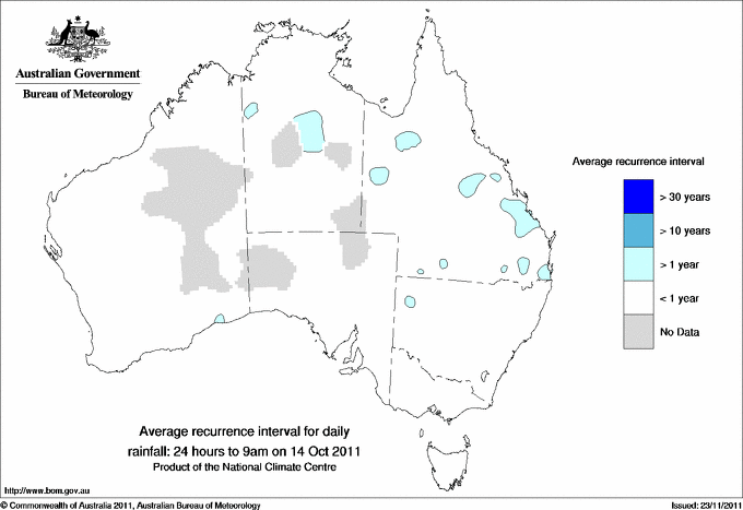 Australian daily rainfall average recurrence interval maps