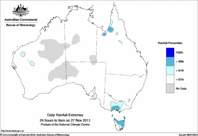 Australian daily rainfall extreme area maps