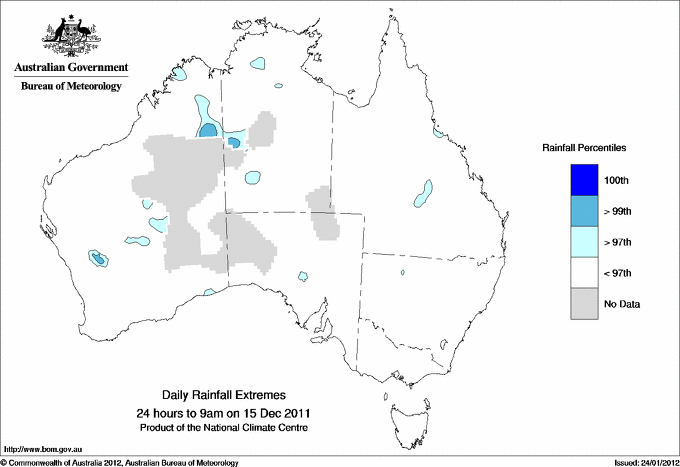 Australian daily rainfall extreme area maps