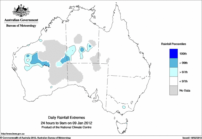 Australian daily rainfall extreme area maps