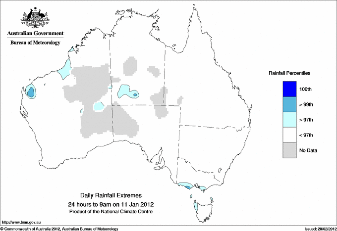 Australian daily rainfall extreme area maps