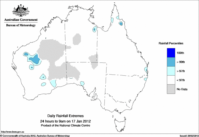 Australian daily rainfall extreme area maps