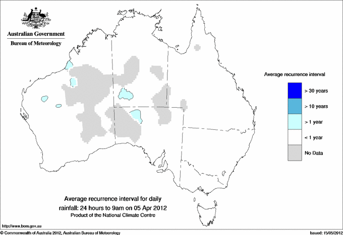 Australian daily rainfall average recurrence interval maps