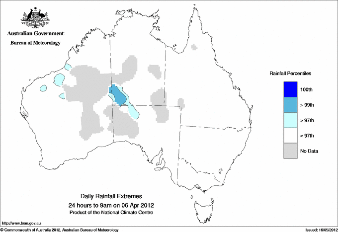 Australian daily rainfall extreme area maps