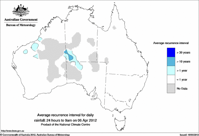Australian daily rainfall average recurrence interval maps