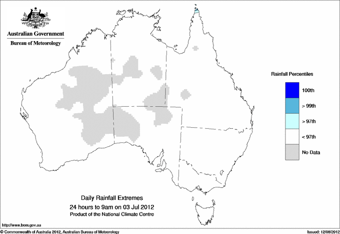 Australian daily rainfall extreme area maps