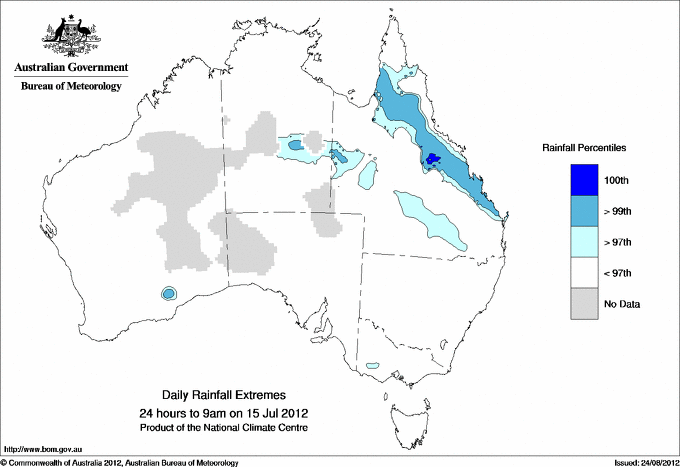 Australian daily rainfall extreme area maps