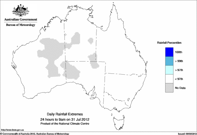 Australian daily rainfall extreme area maps