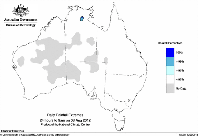 Australian daily rainfall extreme area maps