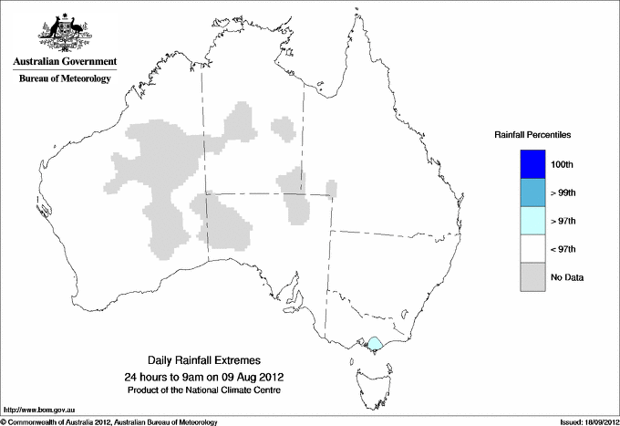 Australian daily rainfall extreme area maps