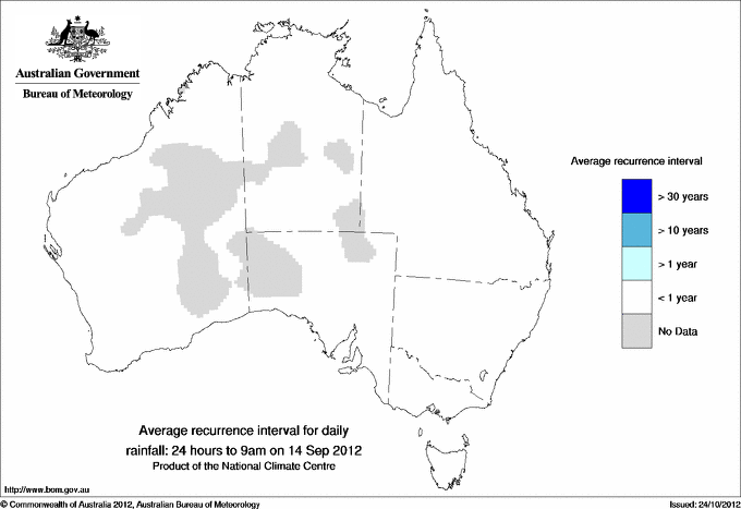 Australian daily rainfall average recurrence interval maps