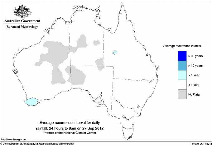 Australian daily rainfall average recurrence interval maps